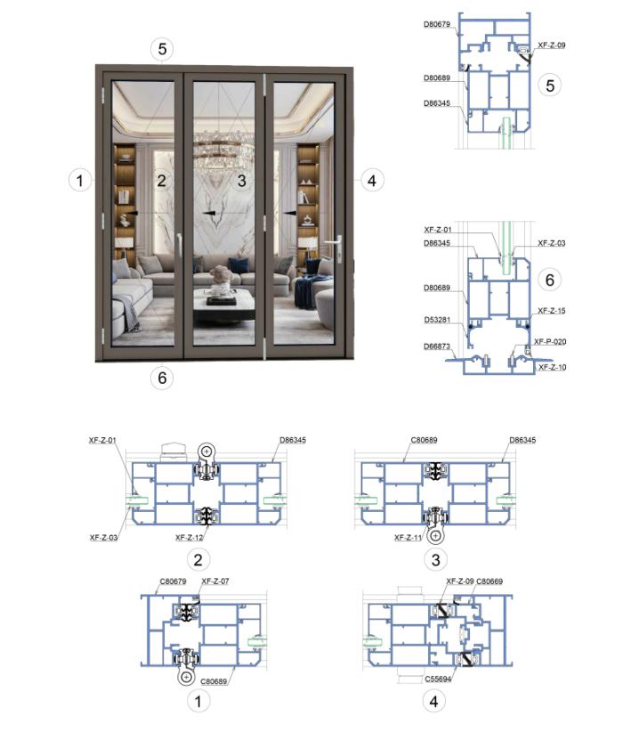 Mặt cắt kỹ thuật nhôm Xingfa Class A hệ AC80