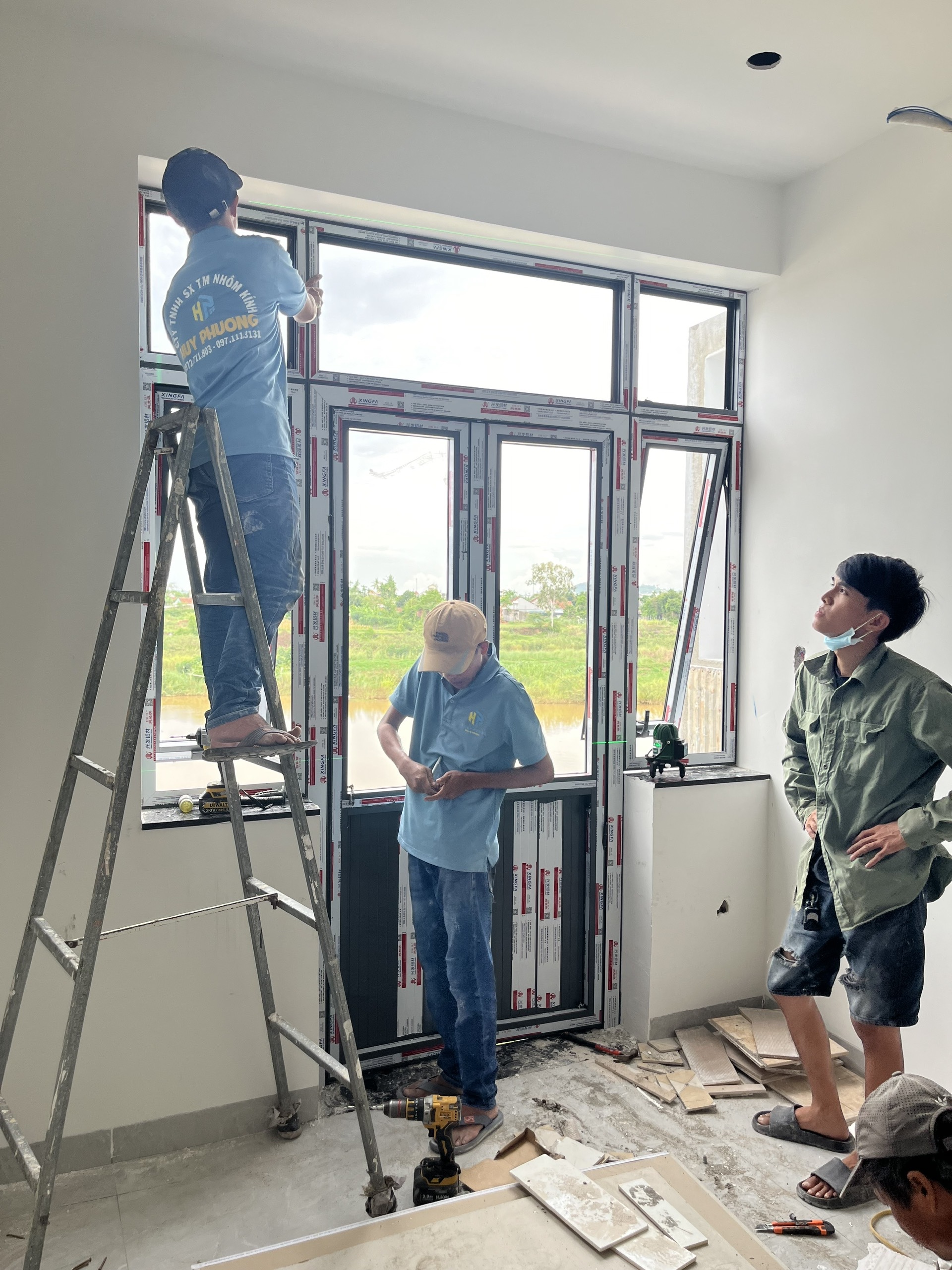 Thi công cửa nhôm Xingfa nhập khẩu Quảng Đông tại xã Vệ Giang