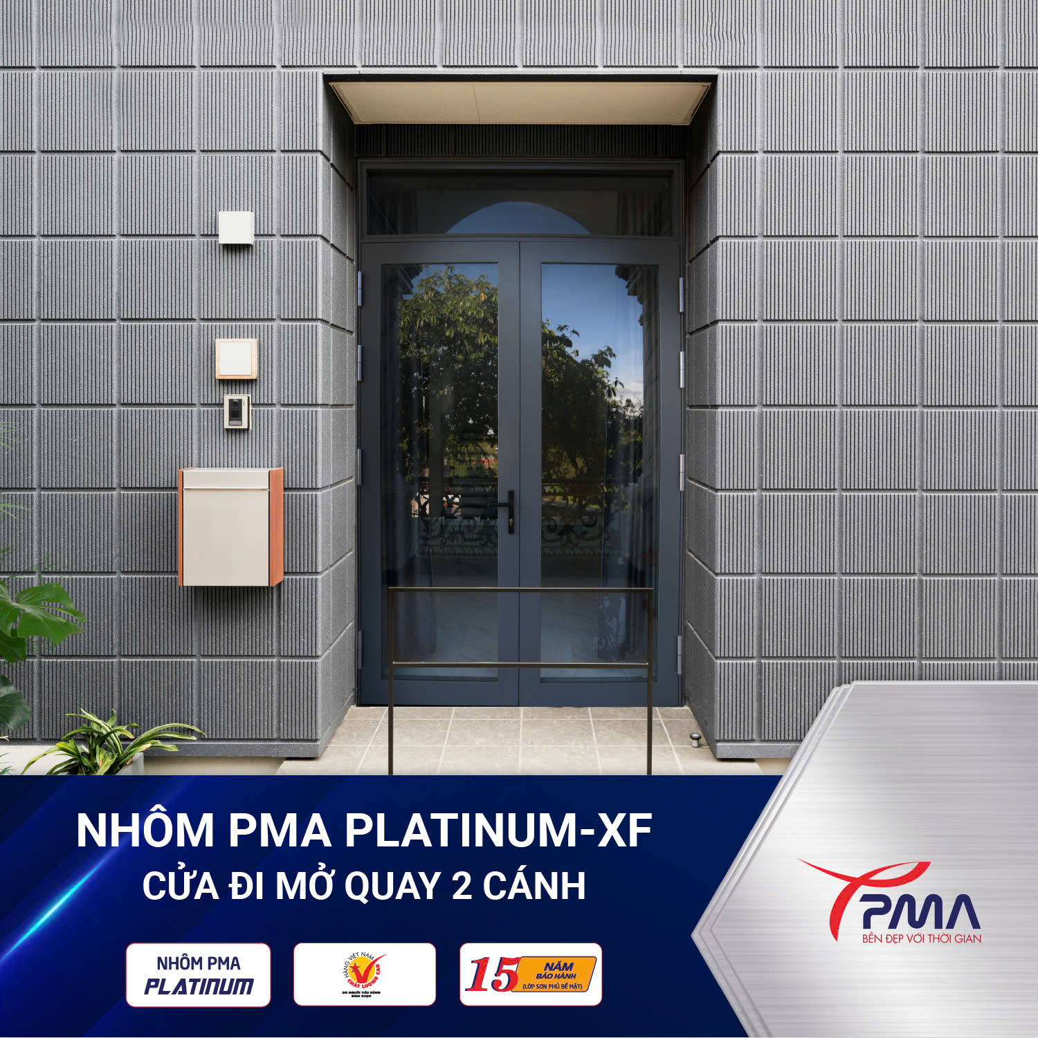 Cửa nhôm PMA Platinum cánh bản 115